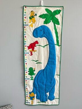 Vintage Handmade Wall Hanging Dinosaur Growth Chart Princess Fabrics Decor